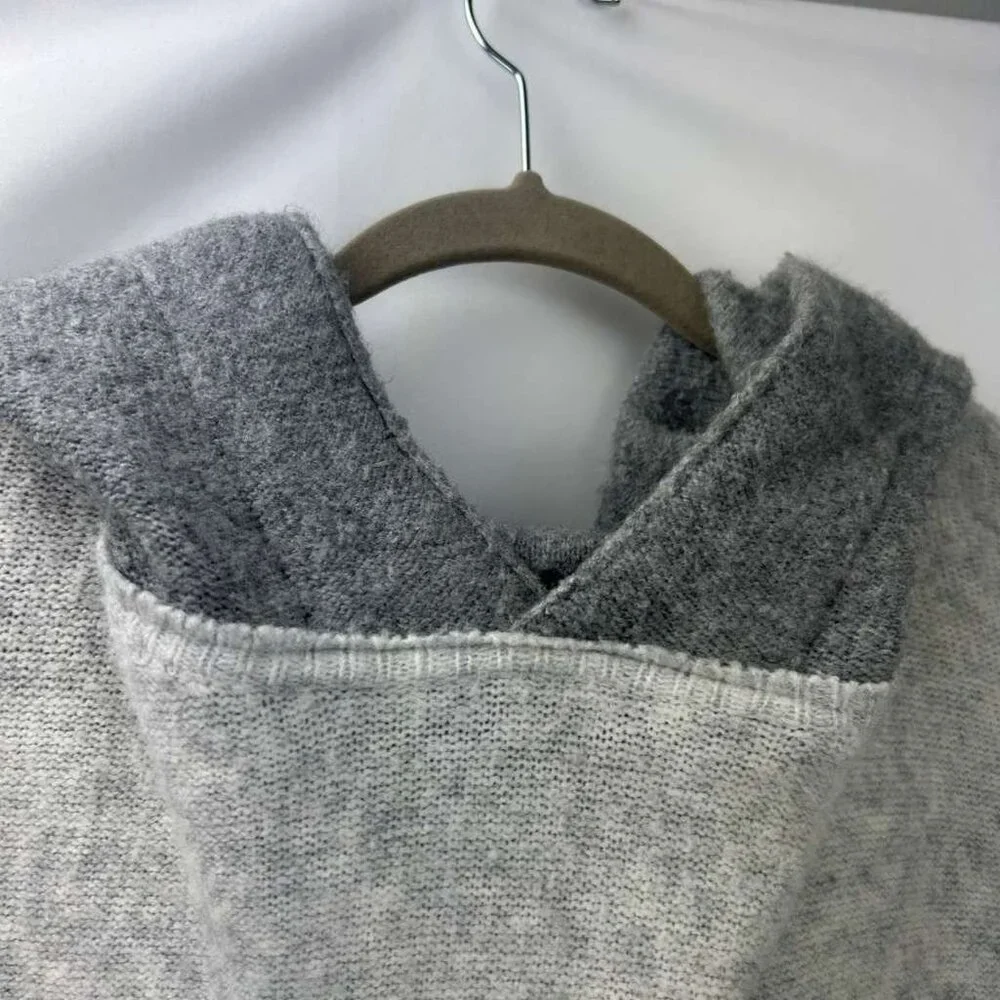 Free People Women's Medium Wool Blend Significant Other Hooded Sweater Gray/Tan - Picture 16 of 16